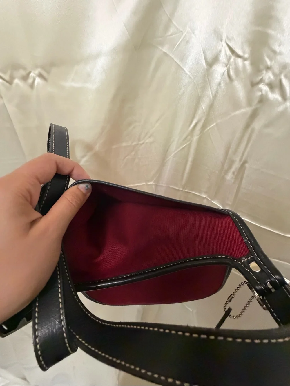 Coach Legacy Red Twill Leather Trim Crossbody Swingpack Shoulder Bag Purse 6234